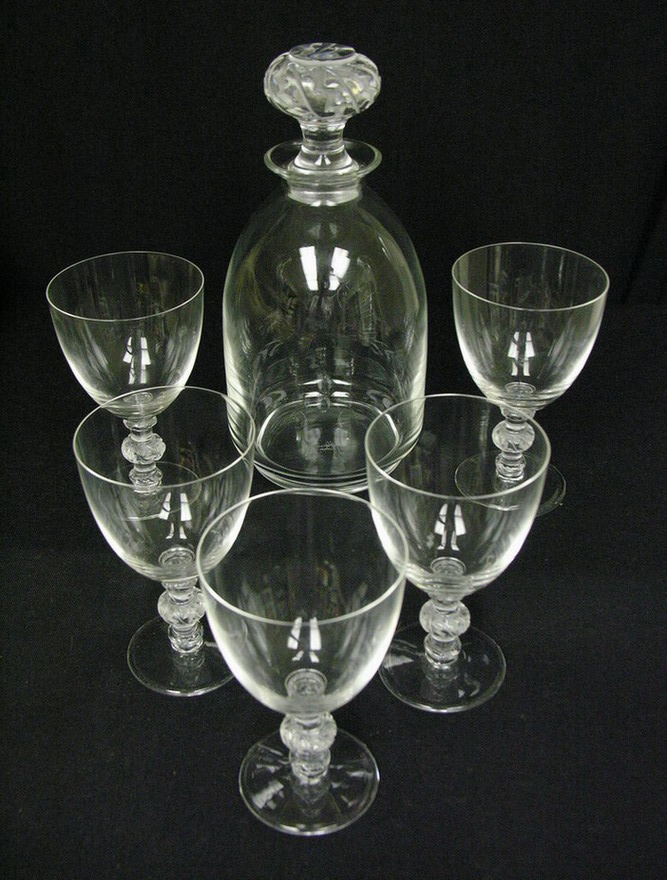 Appraisal: LALIQUE DECANTER AND FIVE STEMS All signed Lalique France on