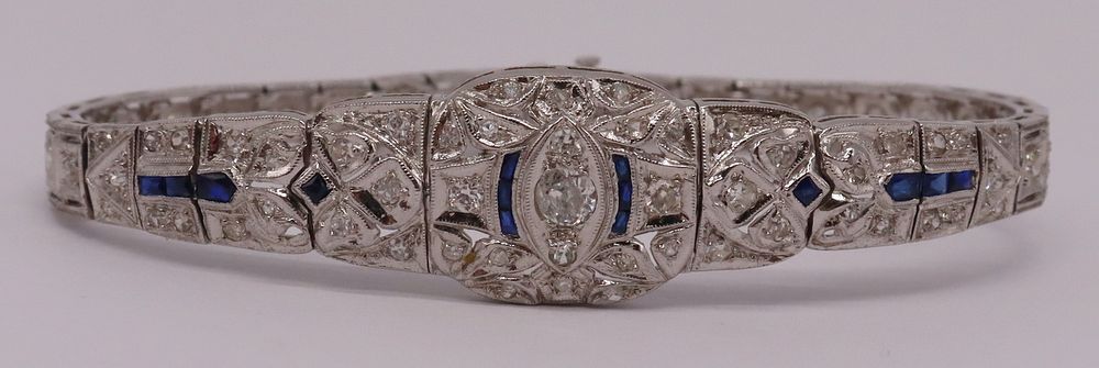 Appraisal: JEWELRY Platinum Diamond and Sapphire Bracelet Includes a Belle Epoque