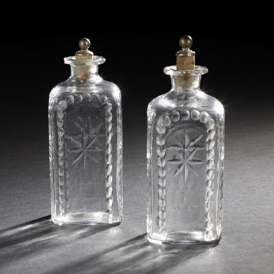 Appraisal: Pair of Dutch Cut Glass Spirits Bottles first quarter th