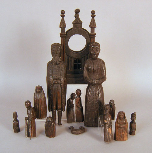 Appraisal: Group of carved religious figures th c together with a