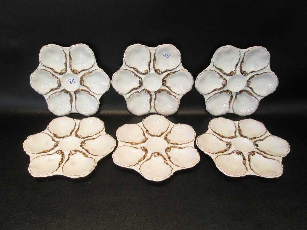 Appraisal: SET OF SIX HAVILAND PORCELAIN OYSTER PLATES marked with maker