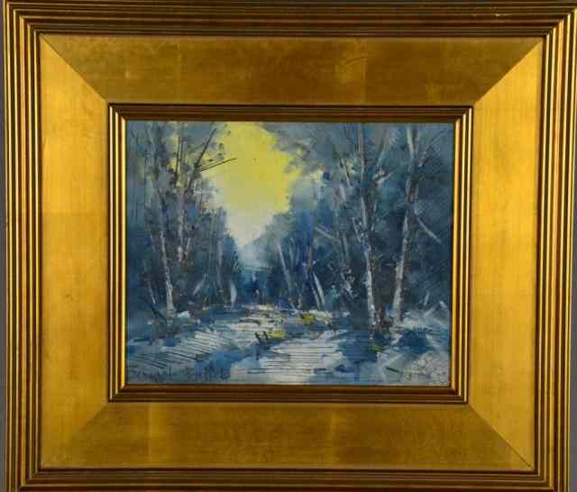 Appraisal: Bernard Buffet Landscape Oil On CanvasDepicting an impressionistic spring landscape