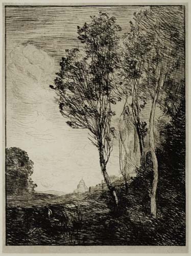 Appraisal: JEAN-BAPTISTE-CAMILLE COROT Souvenir d'Italie Etching and drypoint on cream laid