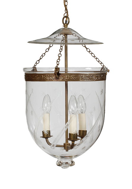 Appraisal: A REGENCY STYLE GLASS HALL LANTERN of bowl form with