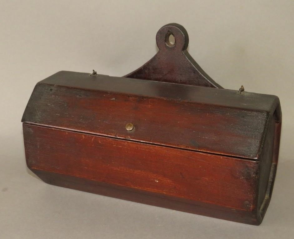 Appraisal: RARE RED PAINTED HANGING OCTAGON CANDLE BOXca early th century