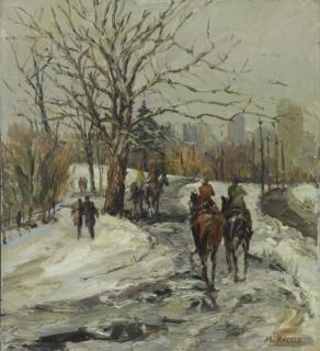 Appraisal: KALLIS M Oil on Canvas Central Park in the Snow