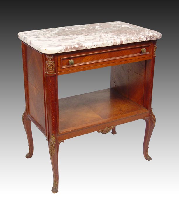 Appraisal: FIRST HALF OF TH C FRENCH MARBLE TOP STAND Walnut