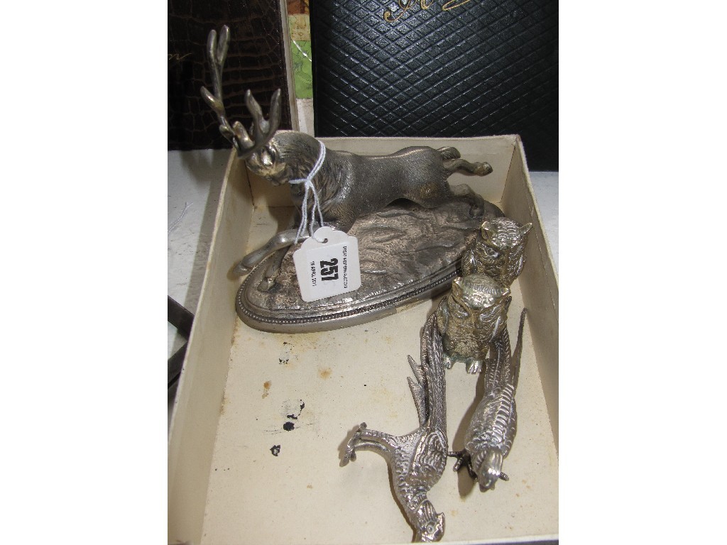 Appraisal: Lot comprising white metal figure of a stag and a