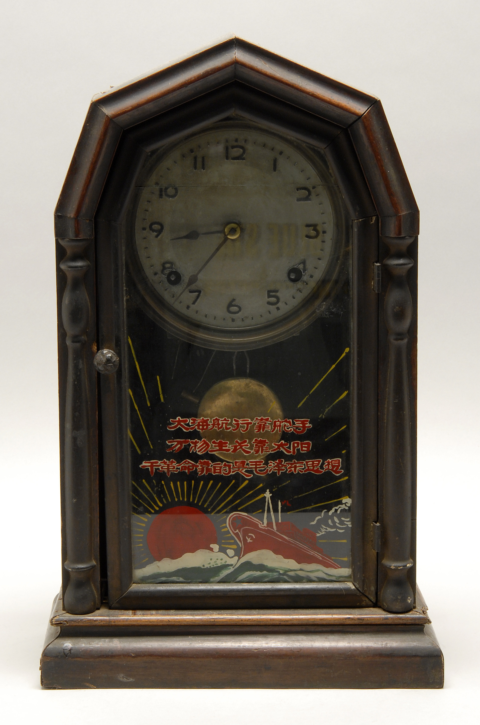 Appraisal: SHELF CLOCK Late th CenturyMahogany and mahogany veneer case Glass