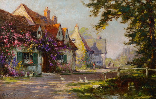 Appraisal: ALFRED DE BREANSKI JNR - 'In a Surrey Village' signed