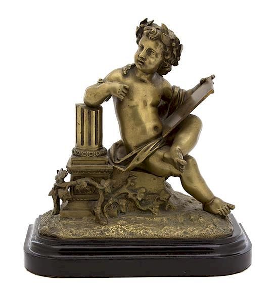 Appraisal: A French Gilt Bronze Model of a Putto with Tablet