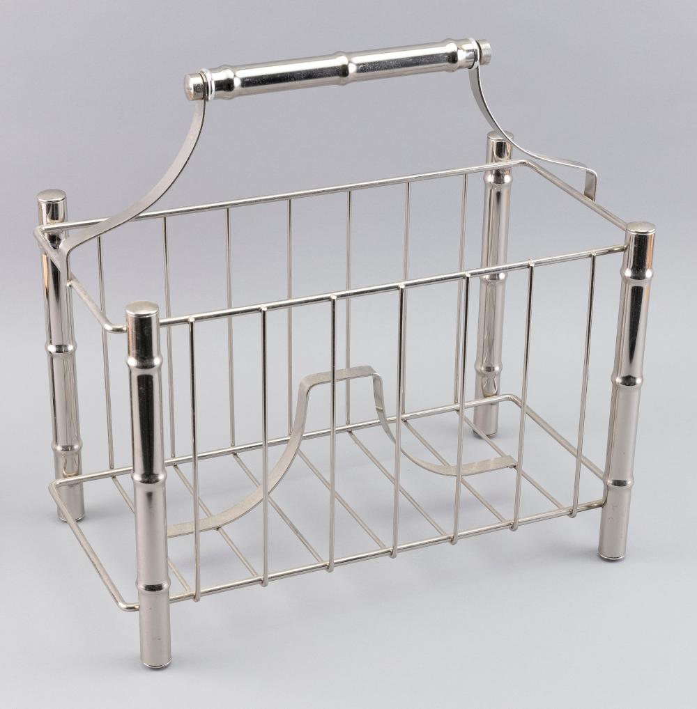 Appraisal: CHROME MAGAZINE RACK TH CENTURY HEIGHT LENGTH WIDTH CHROME MAGAZINE