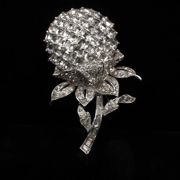 Appraisal: Mazer Bros Art Deco Rhodium Plated Crystal Diamante and rhinestone