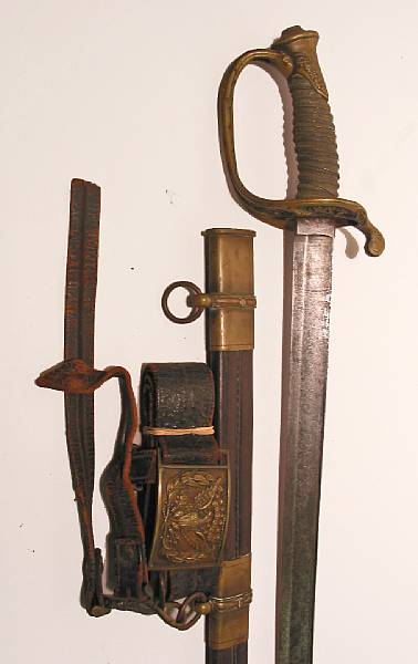 Appraisal: A U S Model foot officer's sword Slightly curved inch