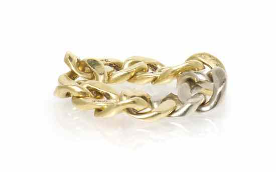 Appraisal: An Karat Gold Curb Link Chain Ring Stamp K ITALY