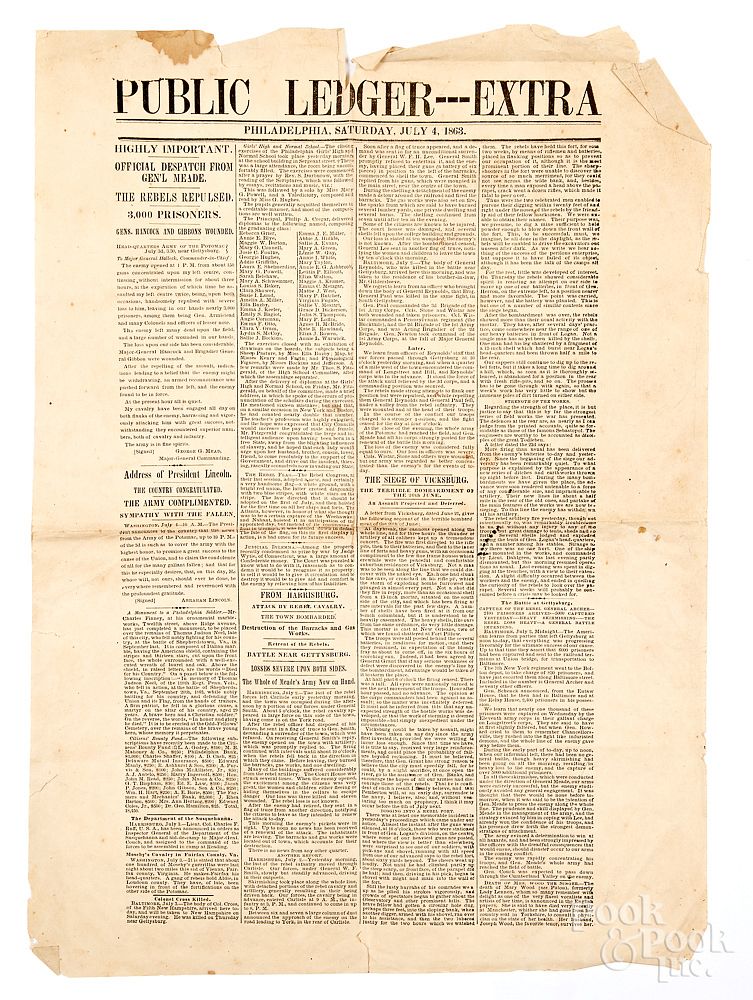 Appraisal: Philadelphia Public Ledger - Extra Civil War news Philadelphia Public