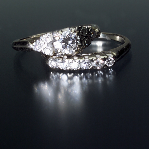 Appraisal: Diamond wedding ring set circa k white gold engagement ring