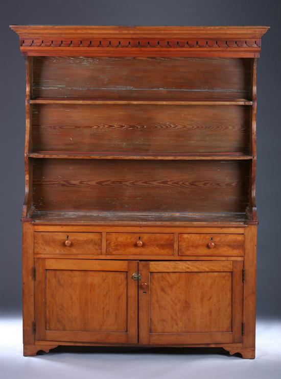 Appraisal: AMERICAN MIXED-WOOD COUNTRY CUPBOARD th century composed of old parts