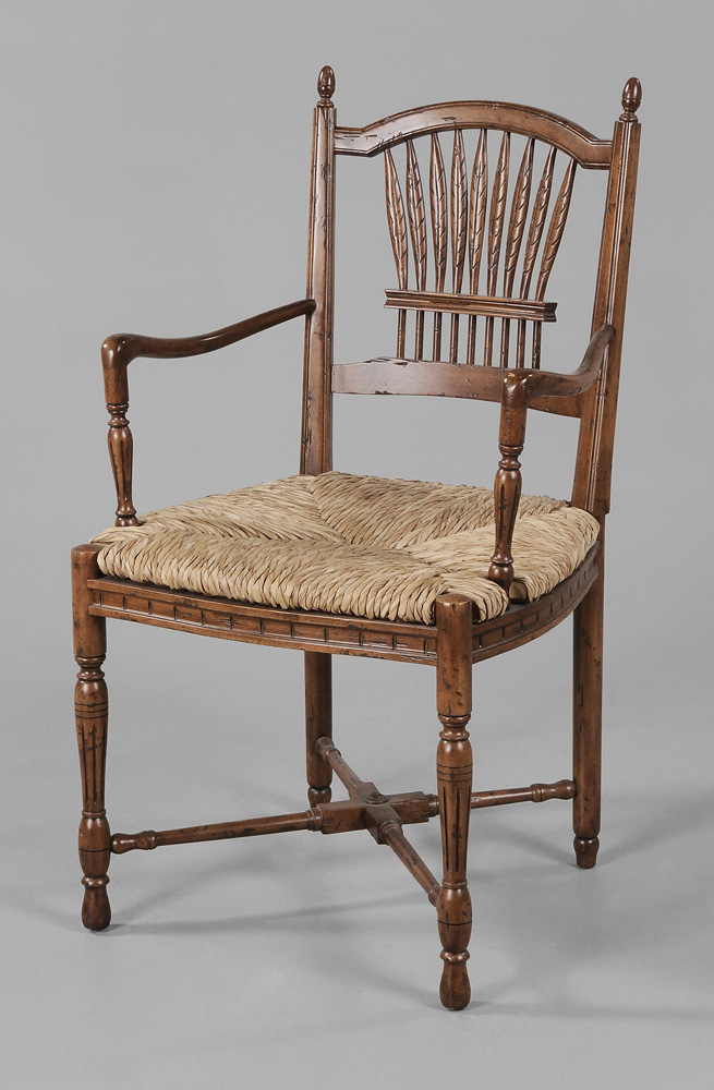 Appraisal: Provincial Louis XVI Style Fruitwood Open-Arm Chair French th century