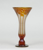 Appraisal: Cameo Vase Unsigned acid etched trumpet shape vase with flared