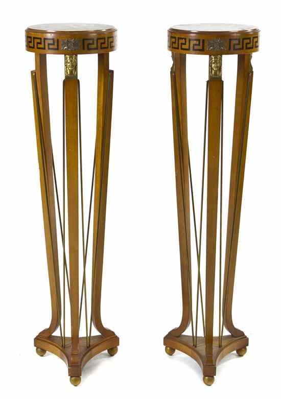 Appraisal: A Pair of Neoclassical Gilt Metal Mounted Pedestals each having