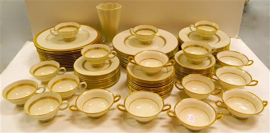 Appraisal: Lenox gilt decorated porcelain dinnerware including ''Imperial'' pattern nine dinner