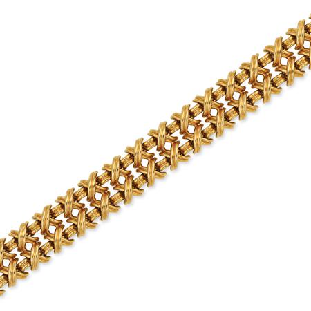 Appraisal: Two Row X Link Gold Bracelet Tiffany Co Estimate -