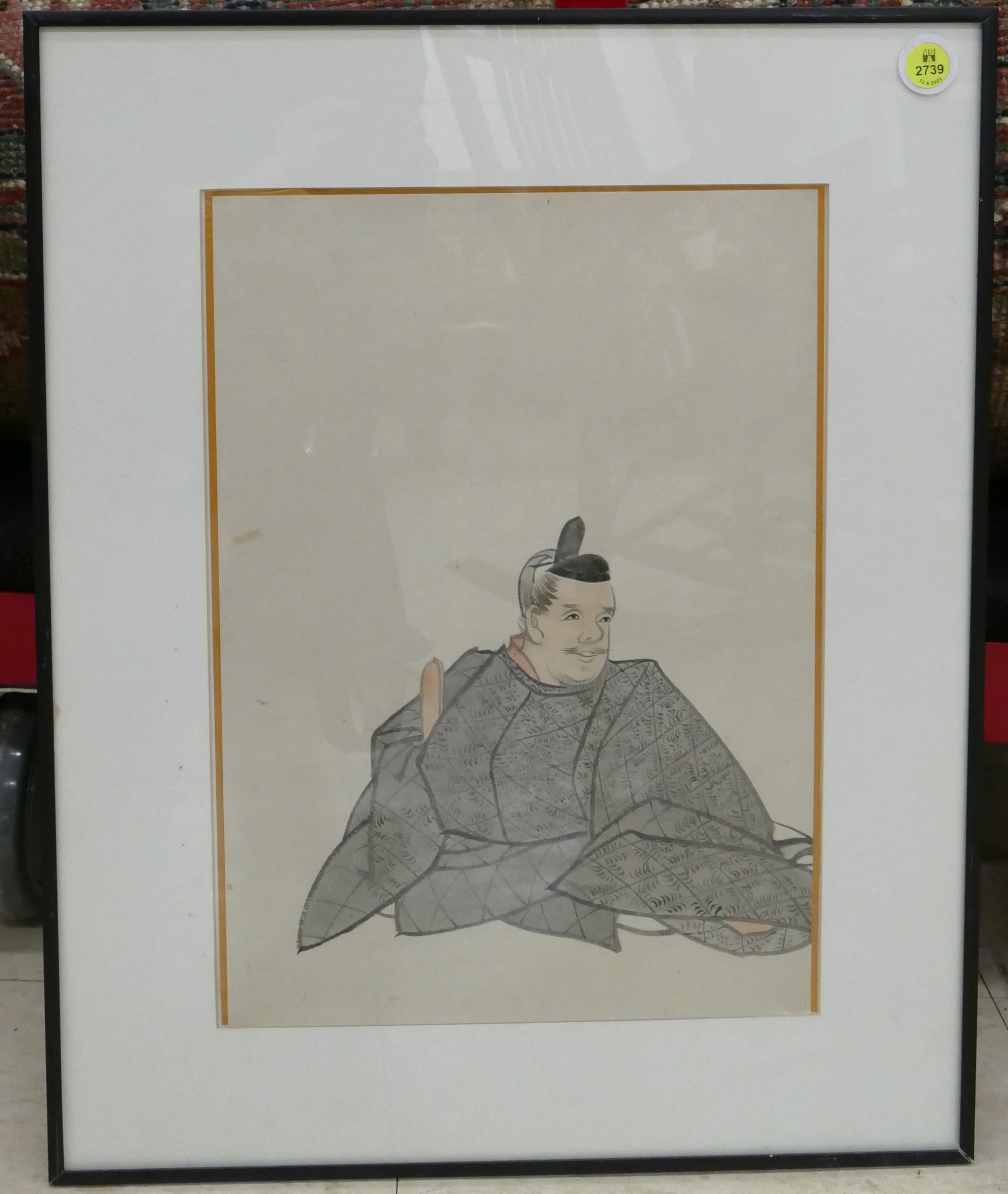 Appraisal: Japanese Seated Scholar Watercolor Framed- x ''