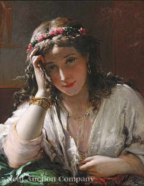 Appraisal: Pierre Olivier Joseph Coomans Belgian - A Young Dark-Haired Beauty