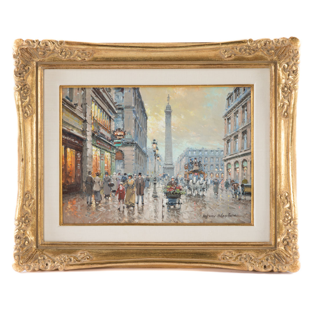 Appraisal: Antoine Blanchard Place Vendome oil on canvas French - Signed