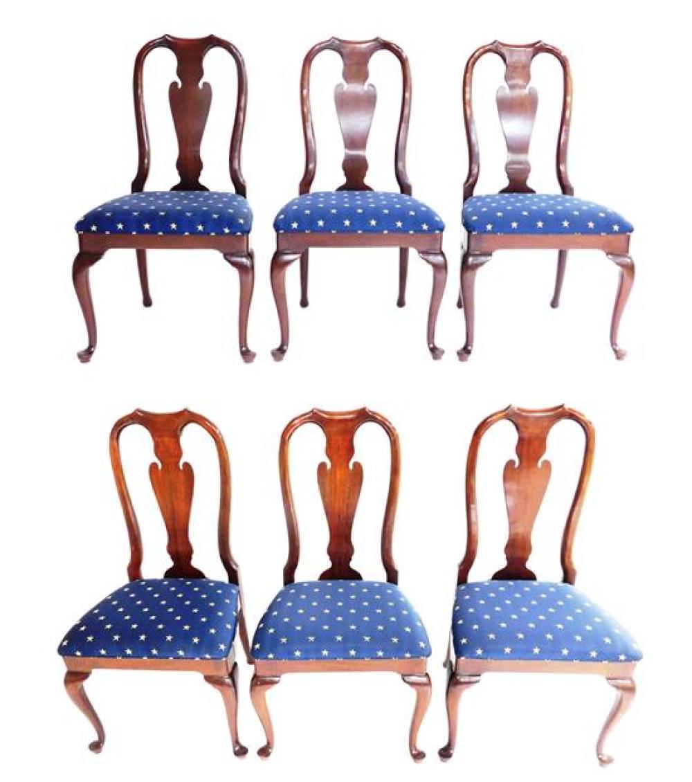 Appraisal: Councill Queen Anne style side chairs six total navy blue