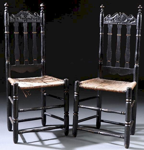 Appraisal: A FINE PAIR OF BANISTER BACK STYLE SIDE CHAIRS A