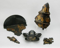 Appraisal: A Group of Japanese Lacquer Wall-mount Items This group includes