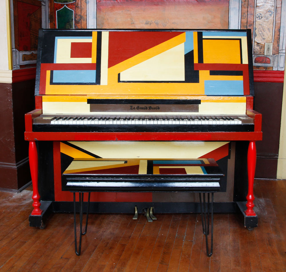 Appraisal: - Painted Rehearsal Piano and Bench Upright rehearsal piano and