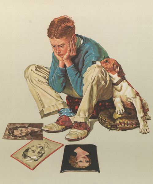 Appraisal: NORMAN ROCKWELL AMERICAN - x Boy Gazing at Pictures of