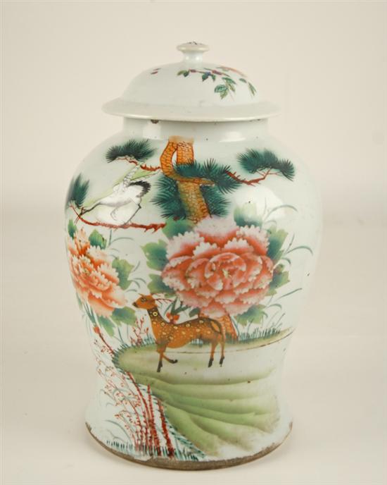 Appraisal: A Chinese Lidded Porcelain Jar with enameled decoration of flowers