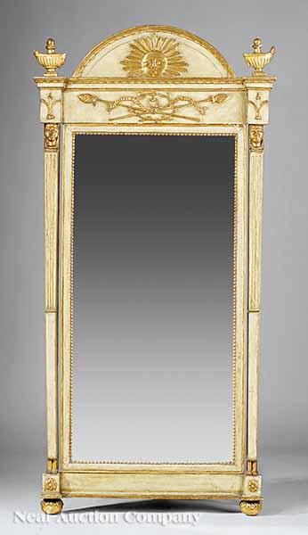 Appraisal: A Neoclassical Gris Peinte and Carved Giltwood Mirror early th