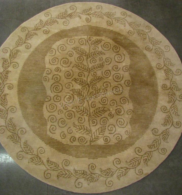 Appraisal: Round Area Rug Regal-Golden Trace design tan field with dark