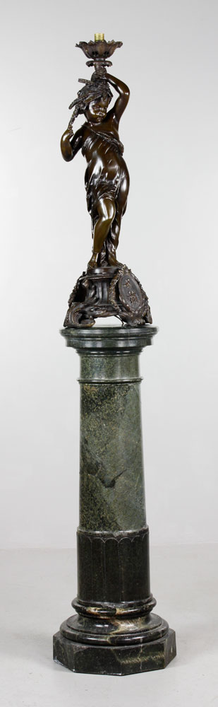 Appraisal: - th C French Bronze Figural Lamp th century French