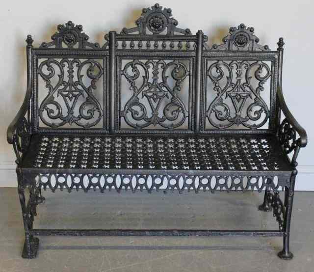 Appraisal: Victorian Iron Bench From a Pelham NY estate Dimensions ''