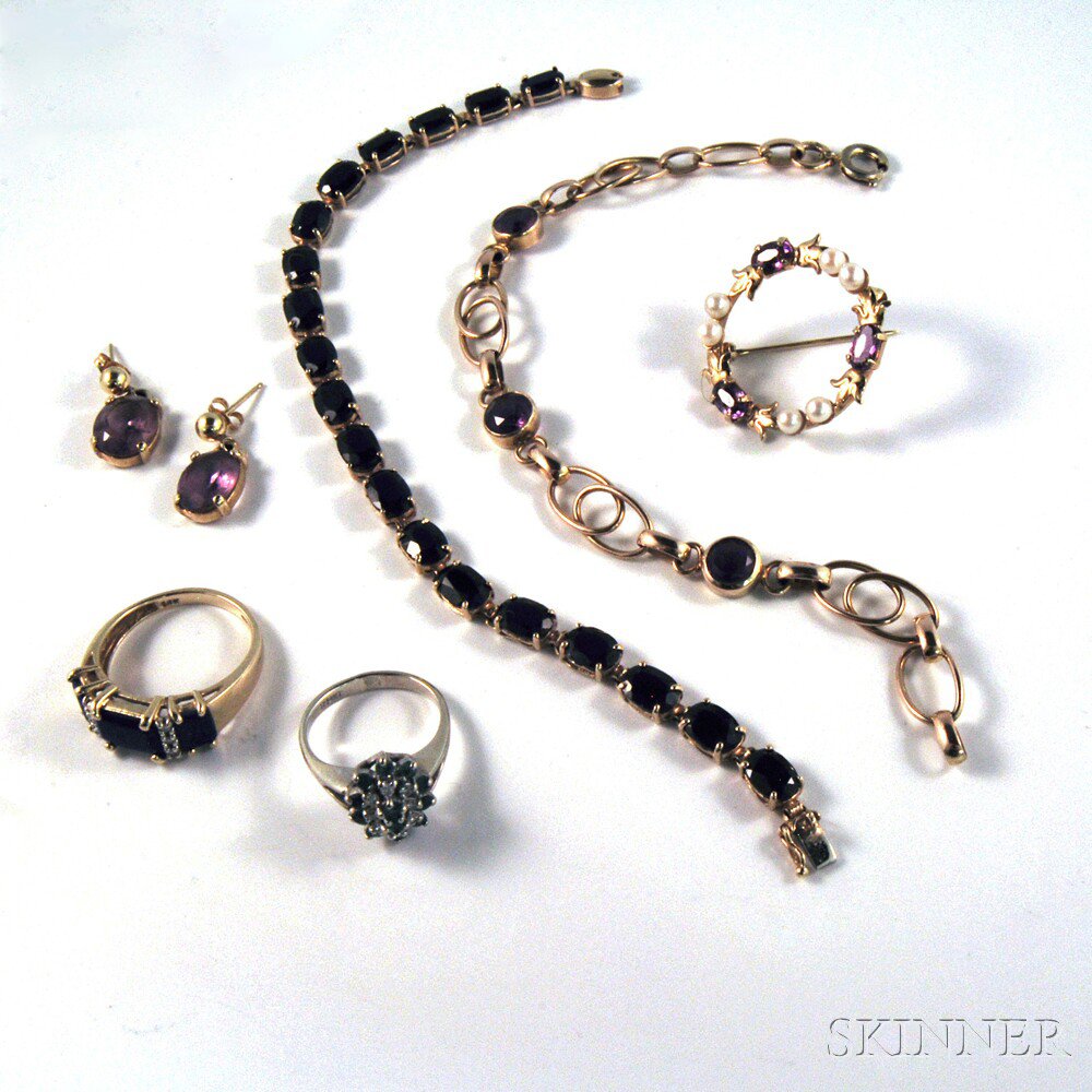 Appraisal: Small Group of Gem-set Jewelry a kt gold and sapphire