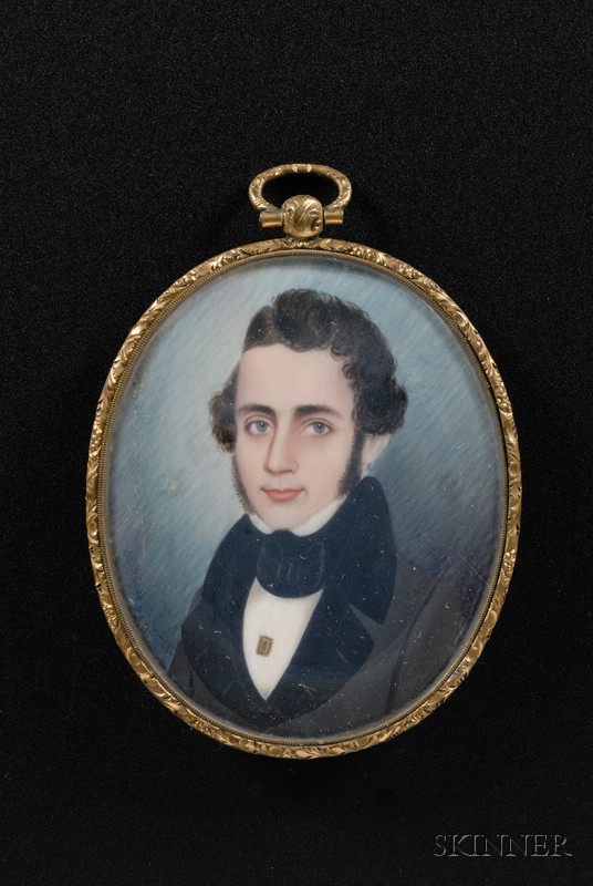 Appraisal: Portrait of a Young Gentleman c watercolor on ivory showing