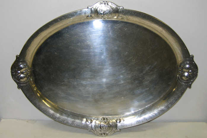 Appraisal: GERMAN SILVER TRAY Oval the flaring rim with four relief