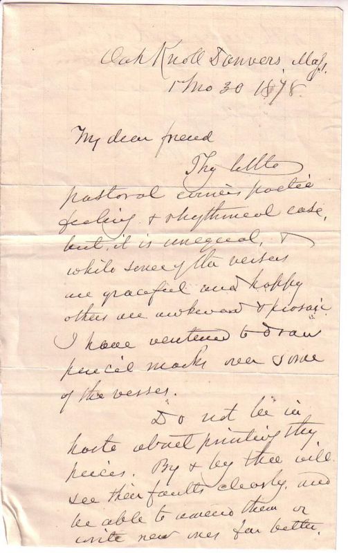 Appraisal: WHITTIER JOHN GREENLEAF Autograph Letter Signed John G Whittier to