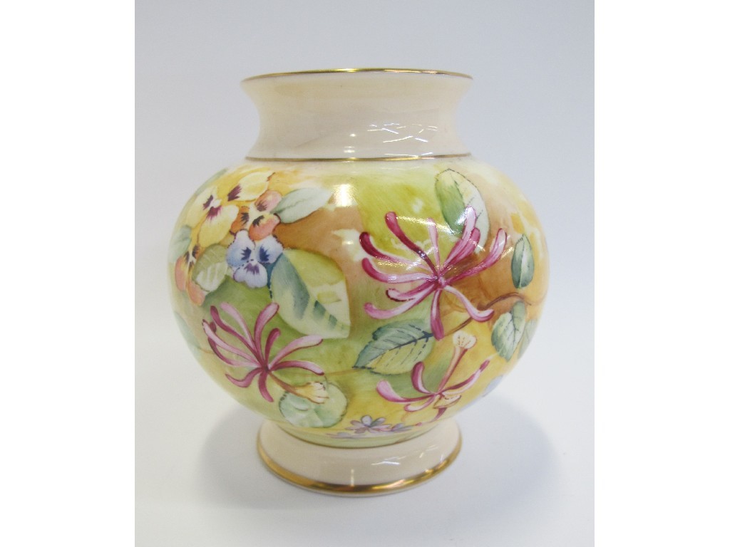 Appraisal: Caverswall bone china vase handpainted by Keith Hancock