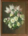 Appraisal: GOUACHE ON PAPER - Bouquet of White Roses and Lilacs