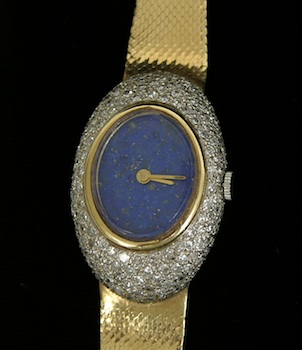 Appraisal: A Lady's Dress Watch in Gold Diamonds and Lapis Lazuli