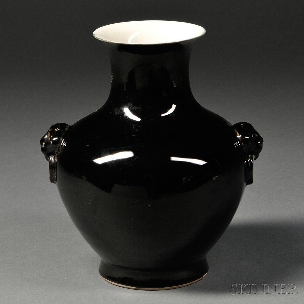 Appraisal: Mirror Black Vase China th century the baluster form body