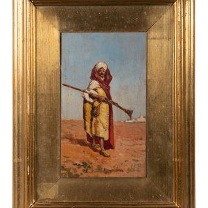 Appraisal: Alberto Pasini Italian - An Arab Guard oil on panel