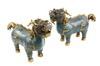 Appraisal: FIGURES - Pair of antique Chinese cloisonne lion figures blue